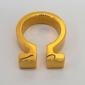 Vita Fede Omega 24k Yellowv Gold-Plated with Black Design Ring New
